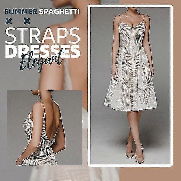 Fashion V Neck Sling A-Line Dress Sexy Slip Backless Embroidered Midi Dresses Elegant Luxury Wedding Guest Long Formal Party