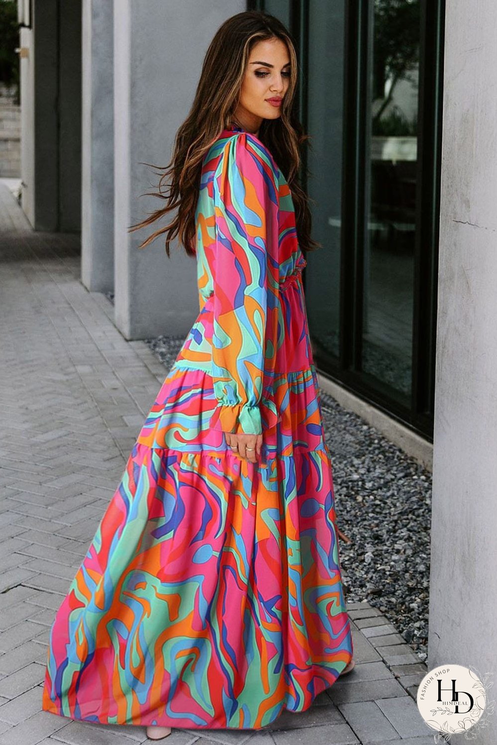 Casual Long-sleeved Dress With Big Swing