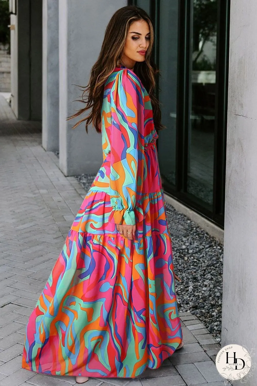 Casual Long-sleeved Dress With Big Swing