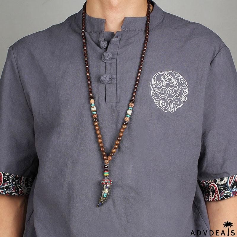 Fabulous Design Ethnic Horn Shaped Pendant Beaded Necklace
