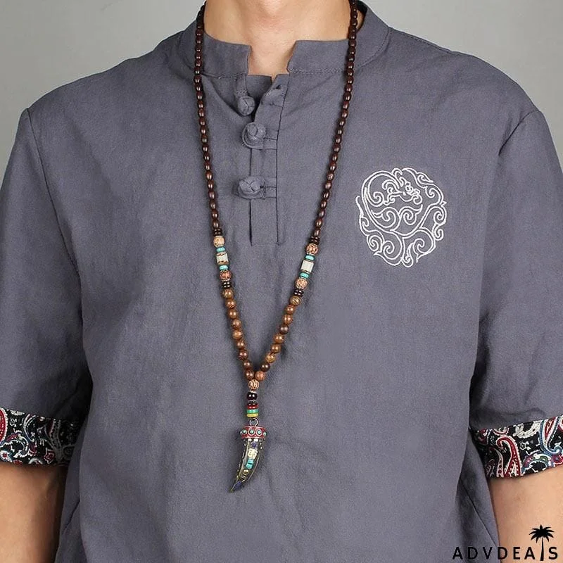 Fabulous Design Ethnic Horn Shaped Pendant Beaded Necklace