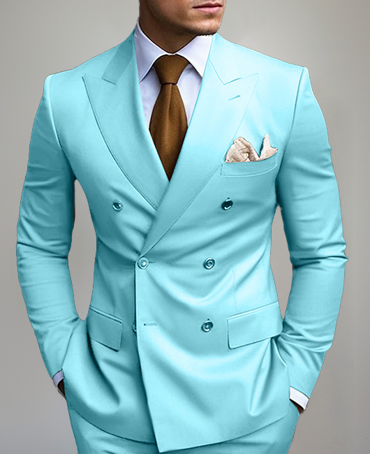 Business Peaked Lapel Double Breasted Solid Blazer