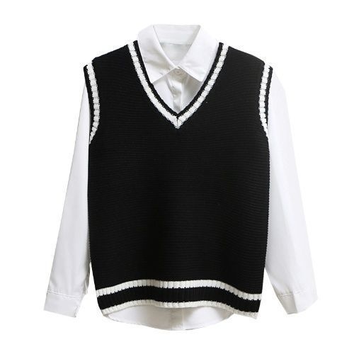 Korean Style Fashion Women Sleeveless Sweater Vest 2025 V Neck Knitted Pullover Female Spring Fall Jumper Top Knitwear Outerwear