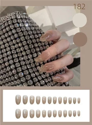 Nails Art Fake Nail Tips Press on Tipsy with Glue Coffin Stick Designs Clear Display Set Full Cover Artificial Short kiss square-Nail Inspo