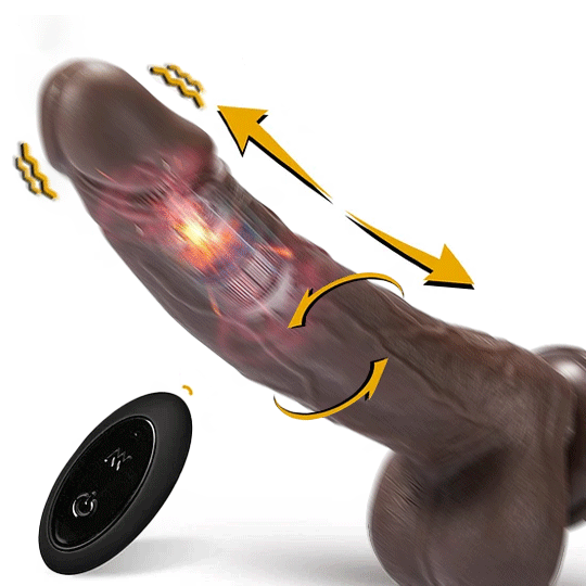 K25 Black Coffee Color 8.66-inch Simulation Penis Wireless Telescopic Rotation Vibration