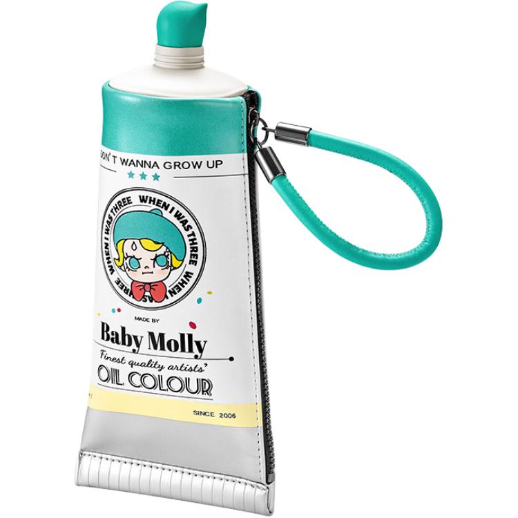POP MART Polyurethane Travel Storage Bag Unisex White & Green & Silver