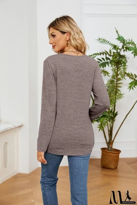 MidiSono - Lace Detailed V Neck Top