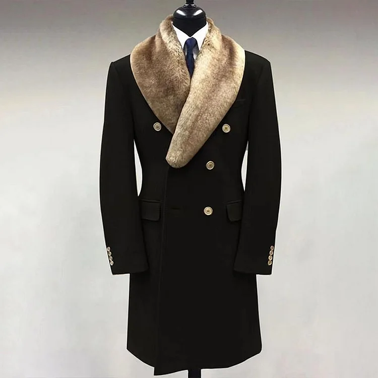 2023 Fashion Casual Fur Lapel Collar Graphic Pattern Long Sleeve Coat
