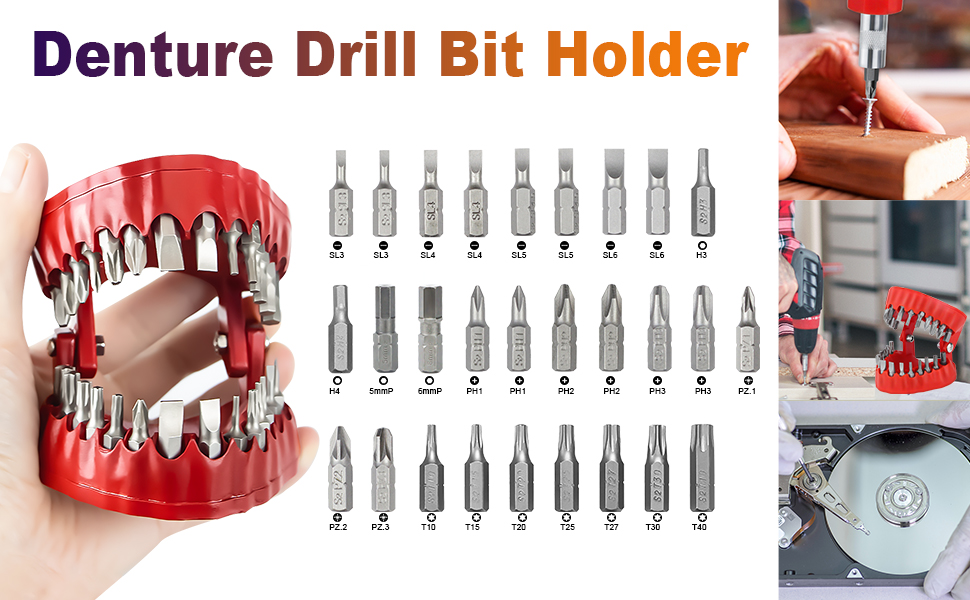 Denture Drill Bit Holder with 28 Bits Set Remtina