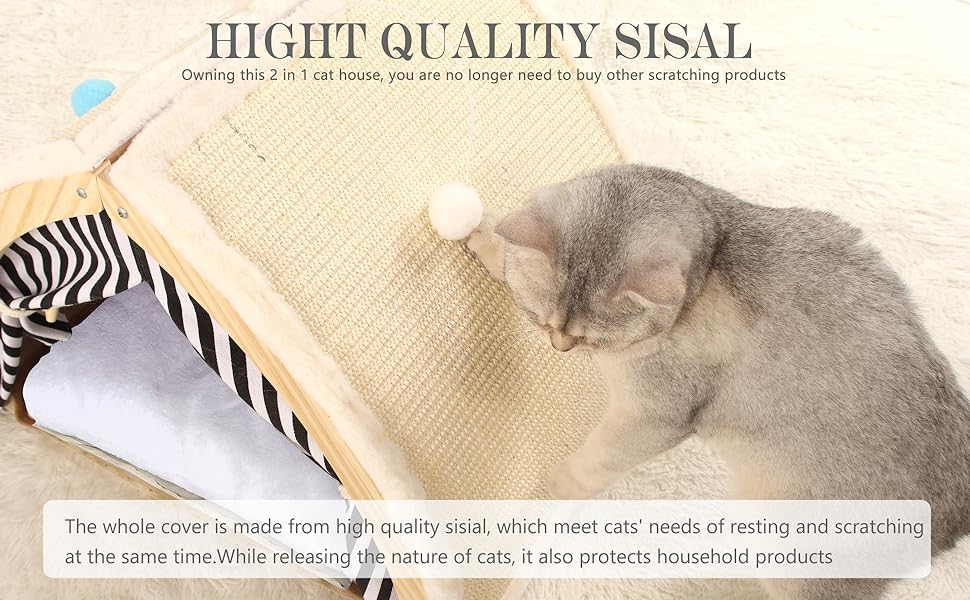 cat house with scratching board