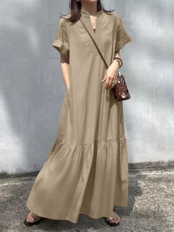 Effortless Grace: A-Line Maxi Dresses with Loose Fit, Split-Joint ...