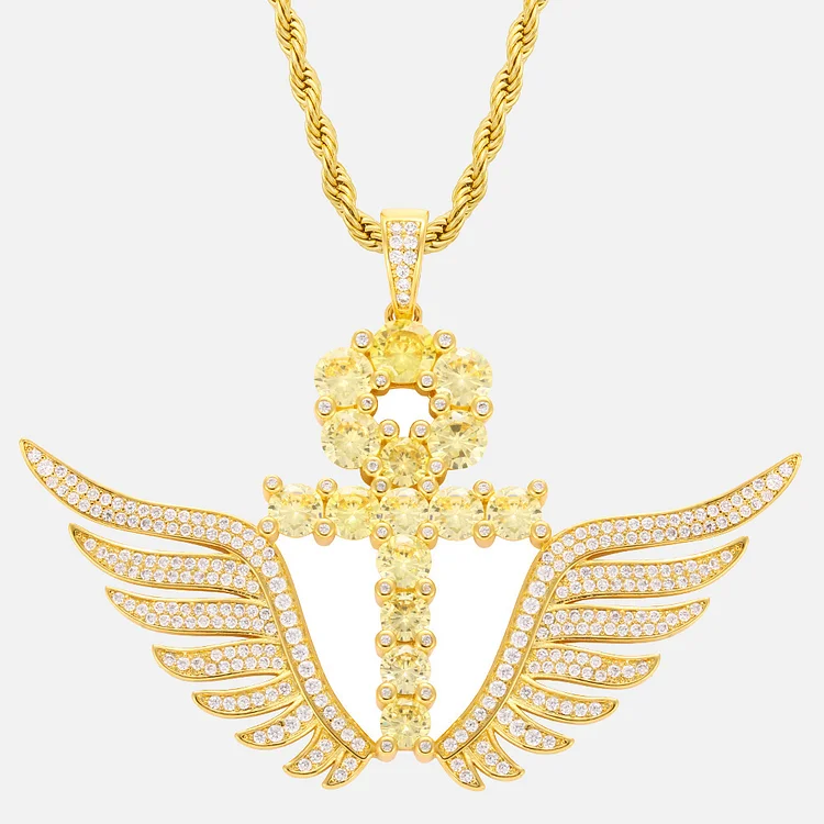 Iced Out Cross Pendants With Wings At The Bottom Hip Hop Bling Bling