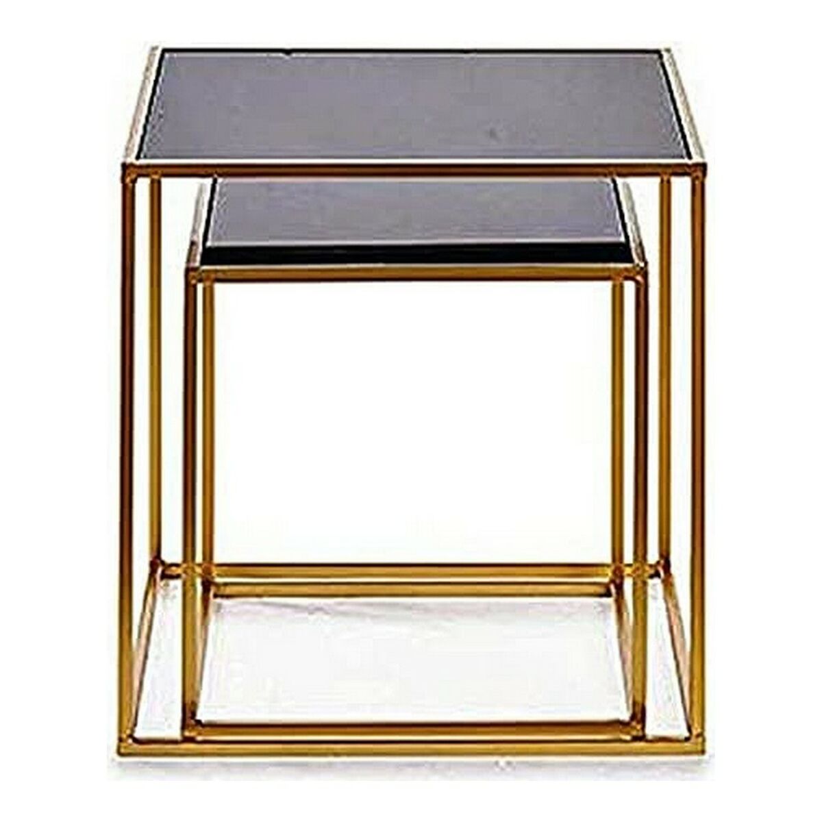 Set of 2 tables Gift Decor Black Golden Metal Crystal 50 x 50 x 50 cm