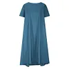 Gioiacombo&trade; Nuovo abito midi casual da donna a maniche corte in cotone e lino
