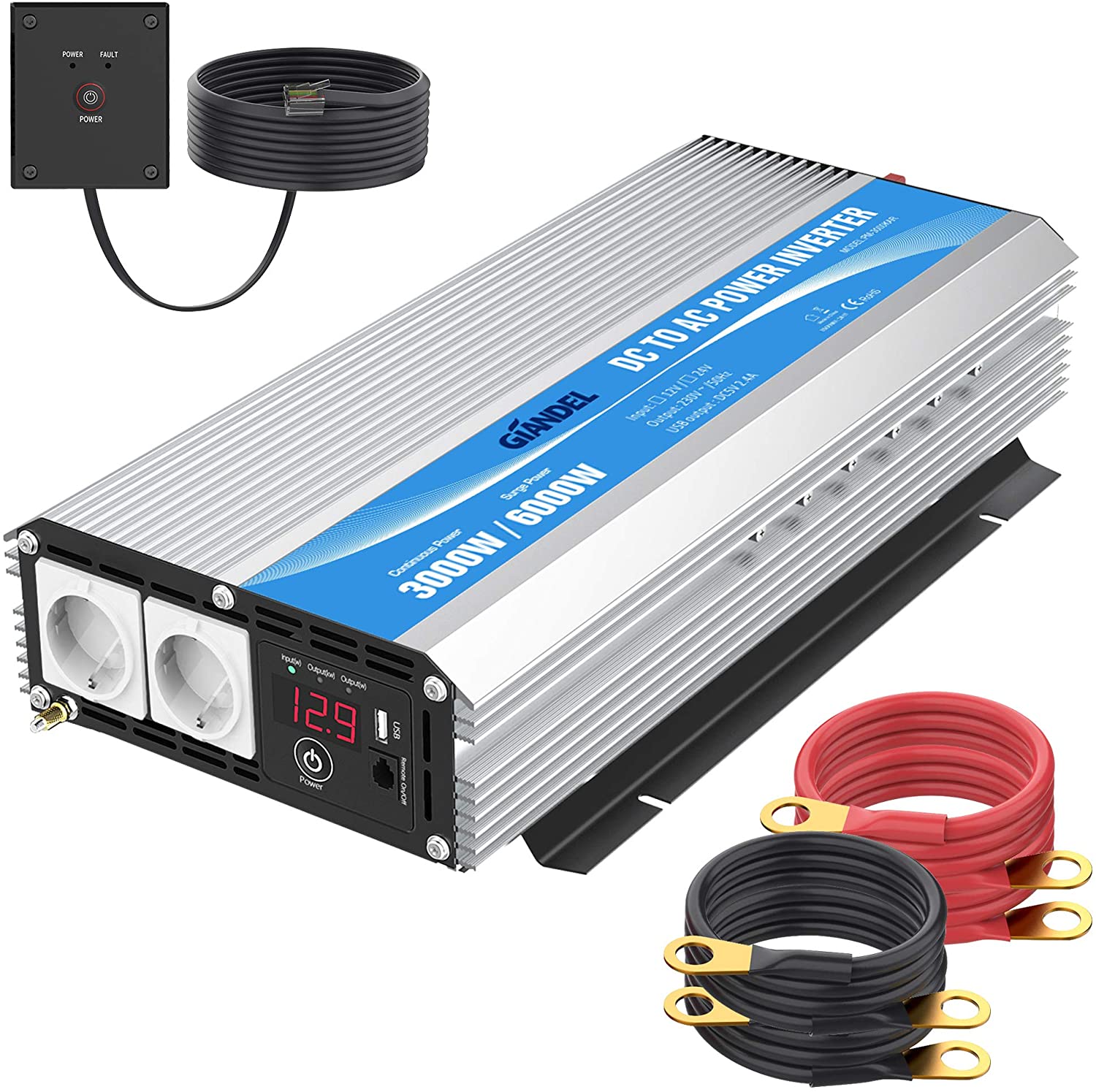 3000W Modificada Convertidor Inversor de Corriente Onda 12V a 220V 240V