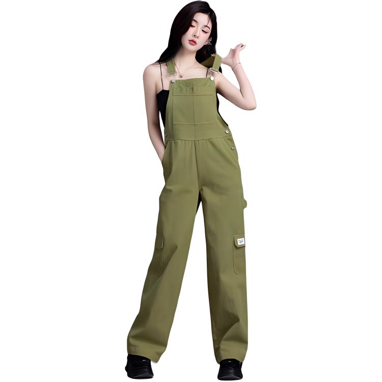 You Cow Me Pants Overalls Women's Olive Green