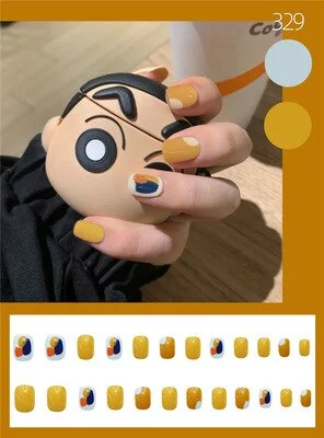 Nails Art Fake Nail Tips Press on Tipsy with Glue Coffin Stick Designs Clear Display Set Full Cover Artificial Short kiss square-Nail Inspo