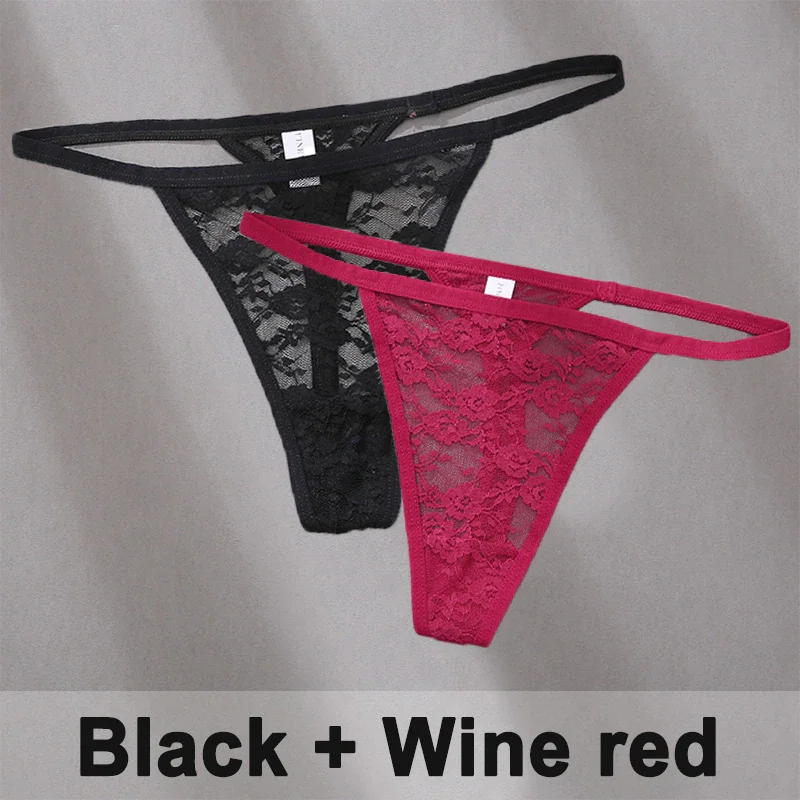 Billionm Sexy Lace Cotton Panties for Women G-String Underwear Perspective Thongs Solid Color Underpants Female Intimates Lingerie