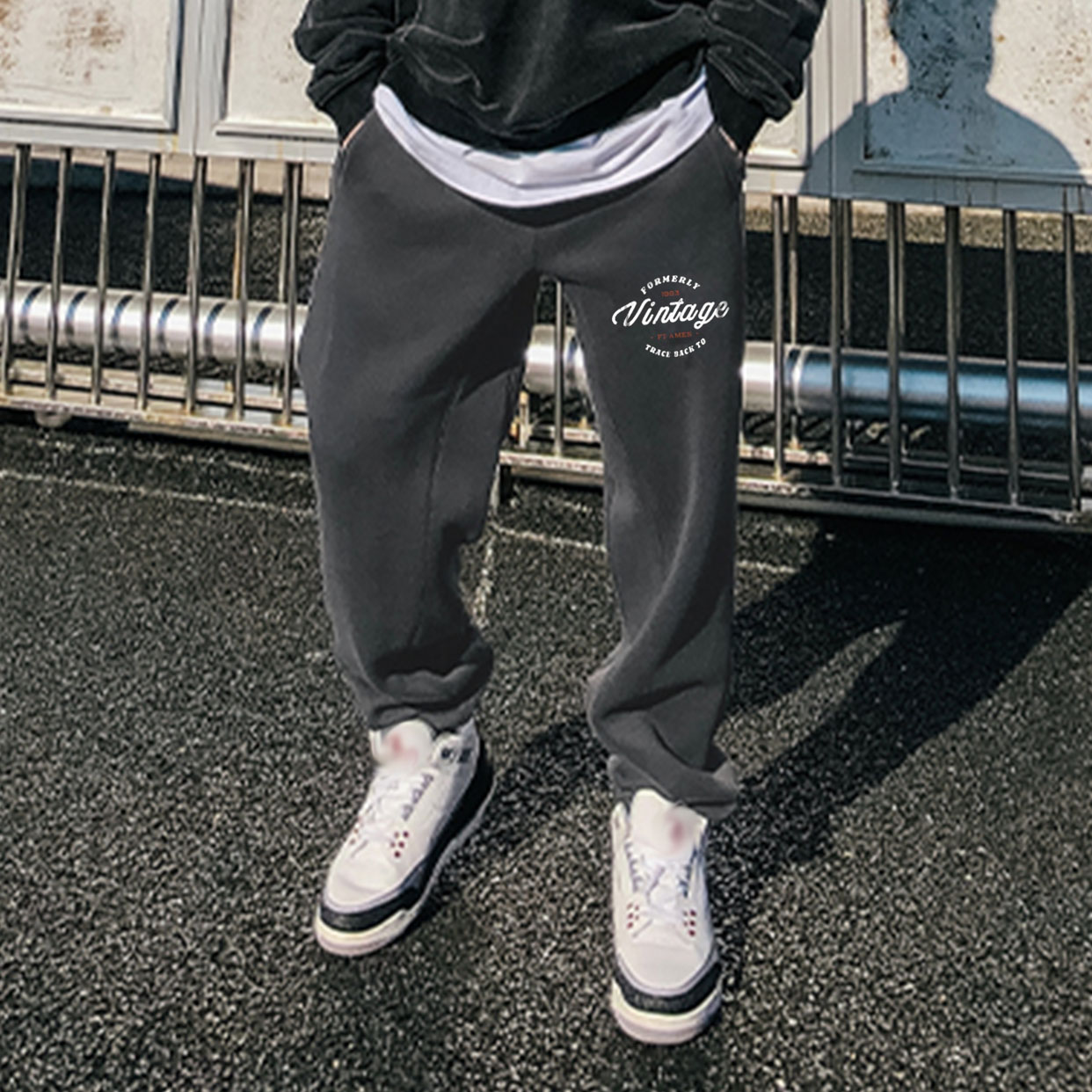 Men's Vintage Embroidered Sweatpants / [blueesa] /