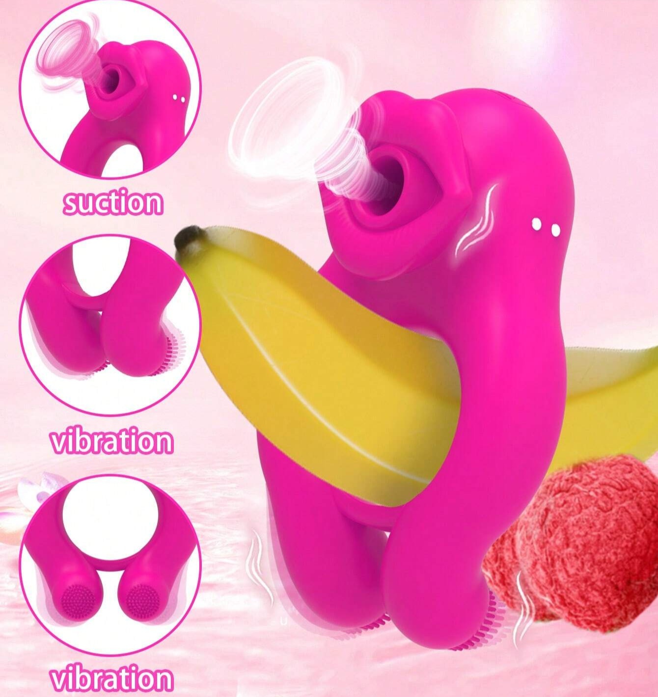 Mouth Sucking & Vibrating Cock Ring Clitoral Stimulator For Couples