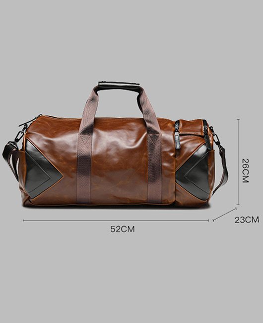 Business Patchwork PU Leather Travel Duffel Bag