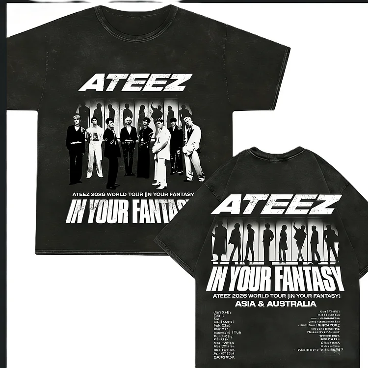 Ateez 2026 In Your Fantasy Tour Washed Tracklist T-Shirt