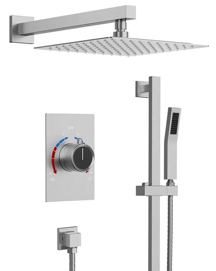 SFS-1036-NK10 2-Spray Wall Mount Shower Head and Handheld Shower with High Pressure in Brushed Nickel (Valve Included)
