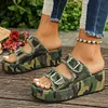 Gioiacombo&trade; Pantofole con zeppa con suola spessa in denim alla moda da donna