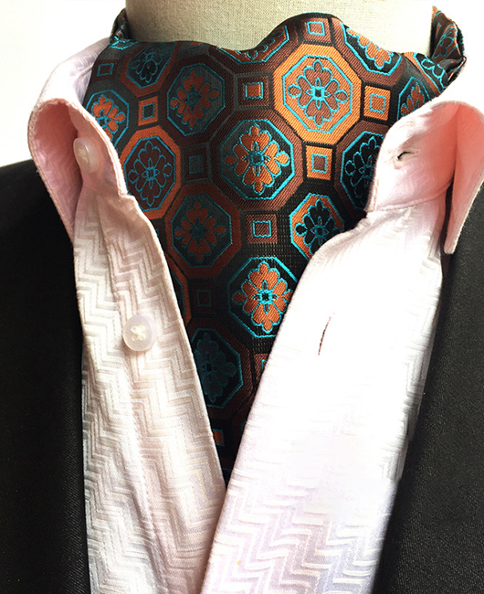 Retro Geo Pattern Jacquard Scarf Tie