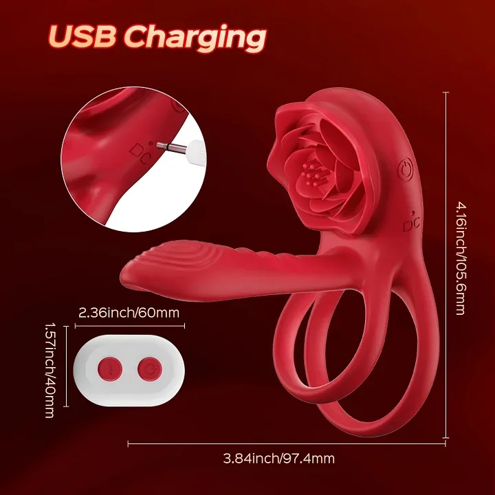 Axion 3-in-1 Male Rose Vibrating Cock Rings Couples Toys