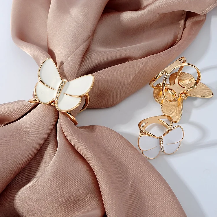 Women's Elegant Pearl Floral Scarf Ring Clip,Camellia Flower Scarf