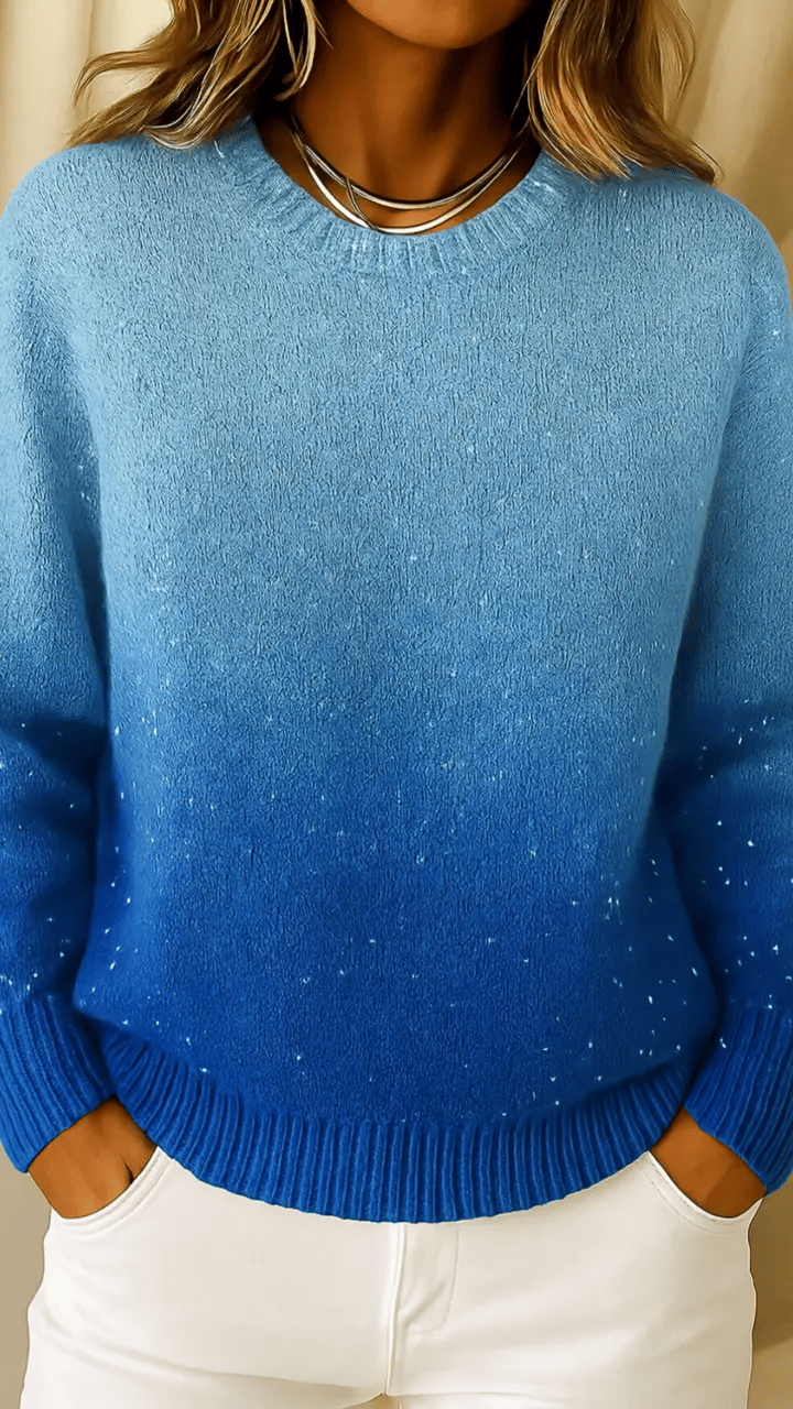 Elegancka bluzka damska z dzianiny w kolorze gradientowym