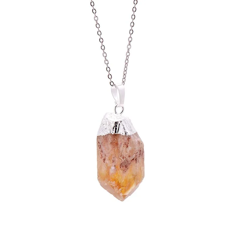 Natural Crystal Gemstone Citrine Amethyst Happiness Necklace