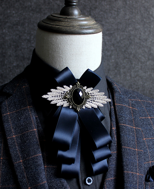 Vintage Rhinestone Decor Multilayer Blazer Bow Tie