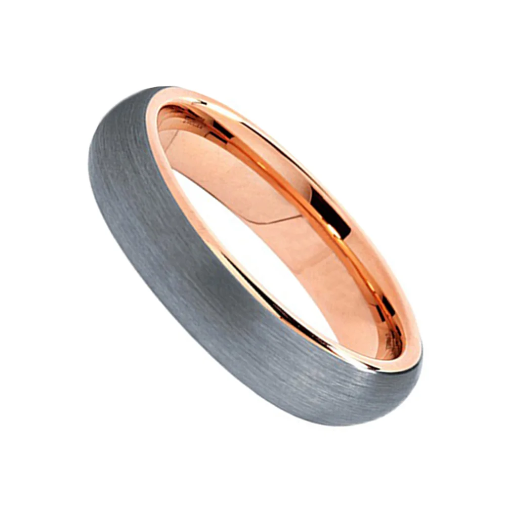 5MM 6MM 8MM Domed Couple Tungsten Rings Classic Brushed Matte Surface Polished Finished Rose Gold Innerface