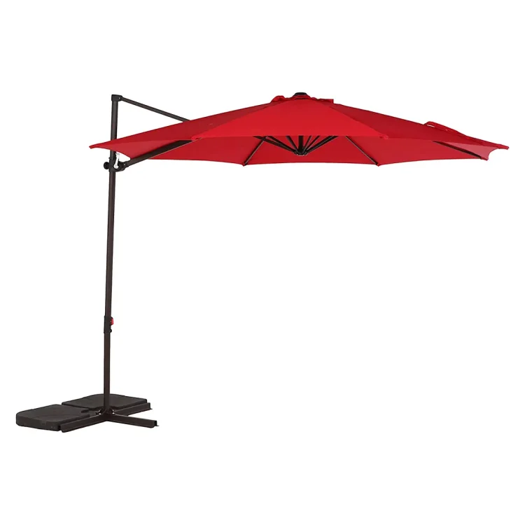 GRAND PATIO 10FT Outdoor Aluminum Patio Umbrella, Market Cantilever large outdoor umbrella Polyester Patio Shade UV Protection,Offset Patio Umbrella With Base,Tilt and Crank