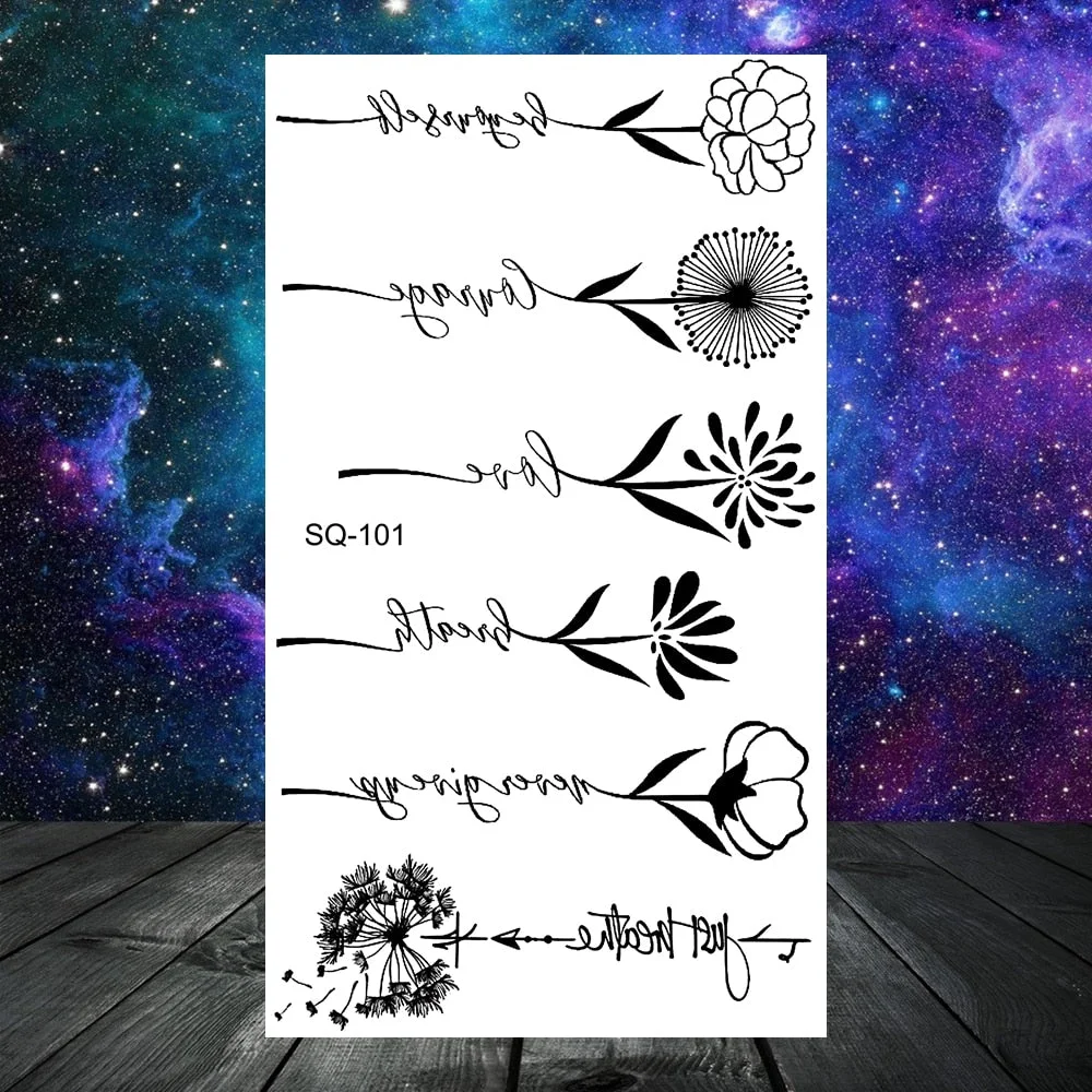 3D Constellation Rose Mountains Tatoos Temporary Tattoos For Women Men Star Moon Sun Realistic Fake Tattoo Small Washable Tatoos