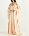 Illusion Neck Paillettes Embroidered Caftan