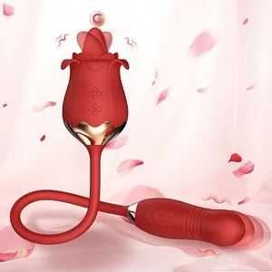 New Rose Tongue Licking Vibrator With A Thrusting Bullet