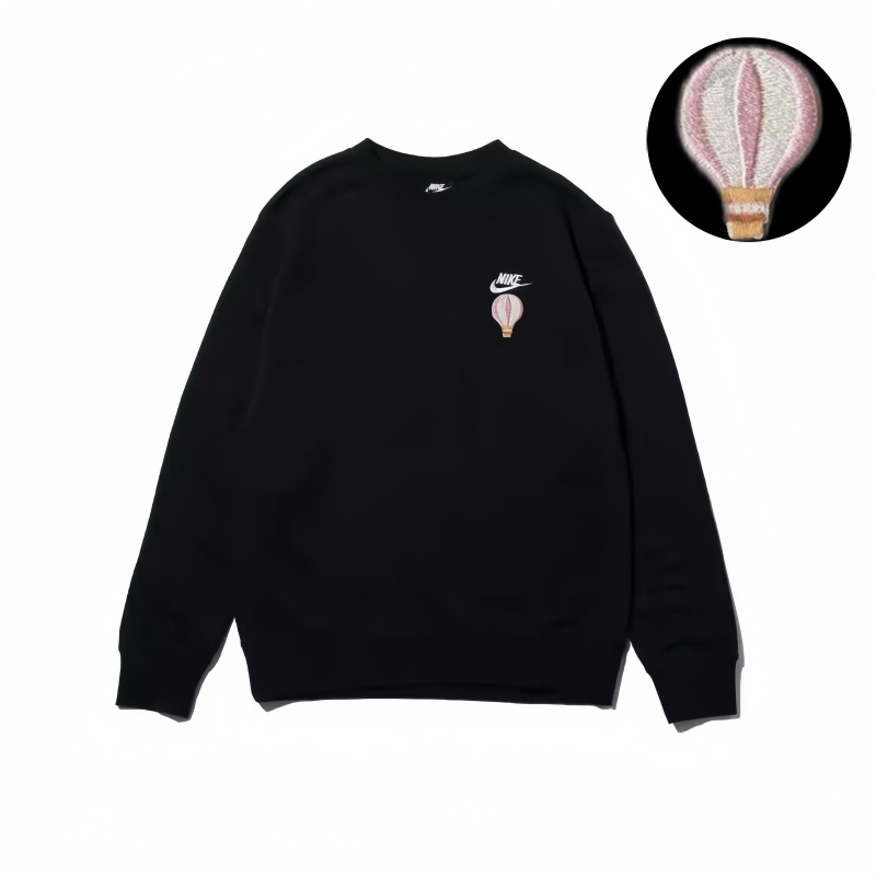 Nike Logo Long Sleeved Crew Neck Casual Sweatshirt Unisex Black
