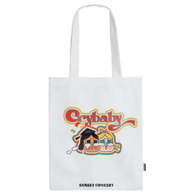 POP MART CRYBABY Cotton Tote Bag, Shopping Bag, Shoulder Bag Women's White