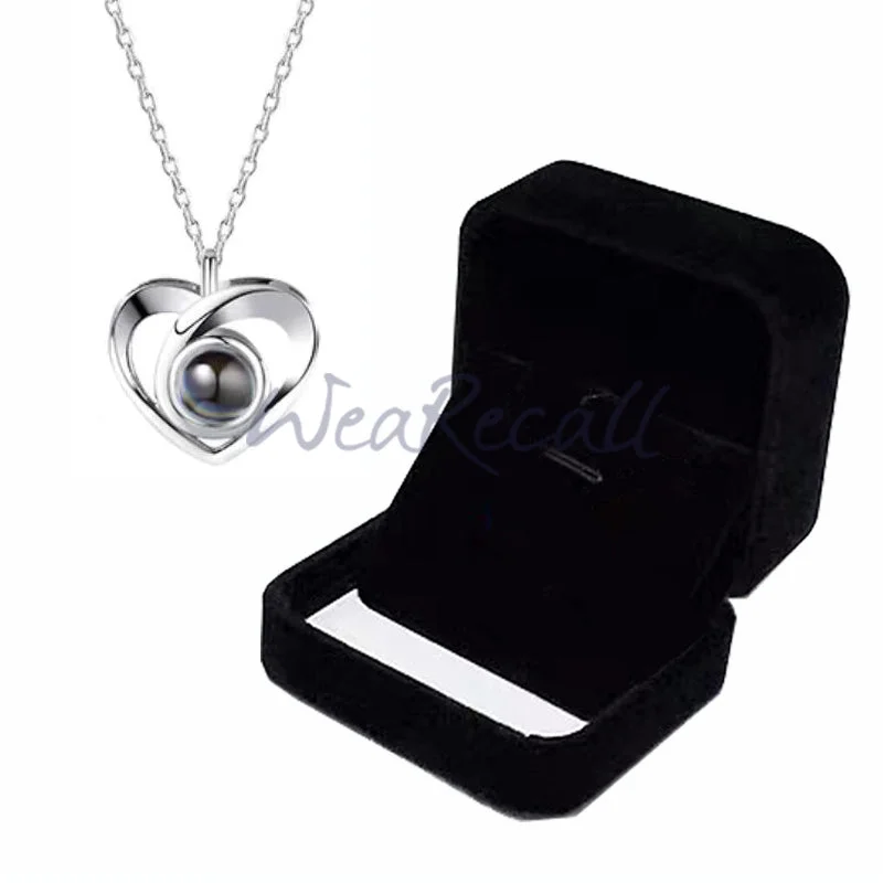 2023 Projector Picture Custom Personalized Heart Photo Necklace wetirmss