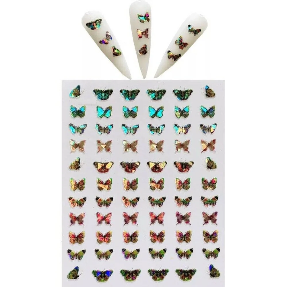 1pcs Holographic 3D Butterfly Designs Sticker Nail Decal DIY Slider for Manicure Nail Art Watermark Manicure Decoration-Nail Inspo