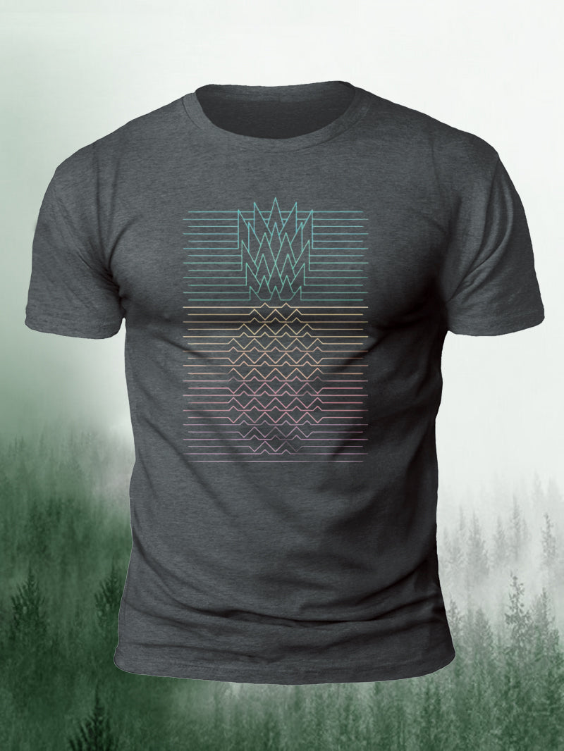 Men's Geometric Linear Pineapple Short-Sleeved Shirt