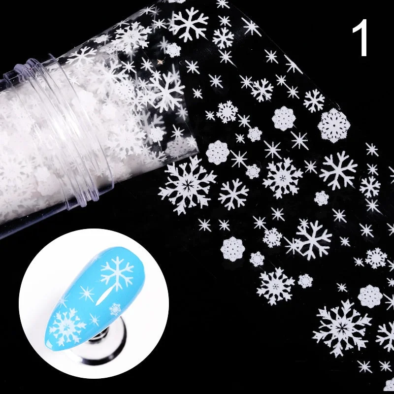 1 Roll Snowflake Christmas Sparkly Nail Foils Marble Series Nail Art Transfer Sticker Nail Decorations DIY Nail Accessories