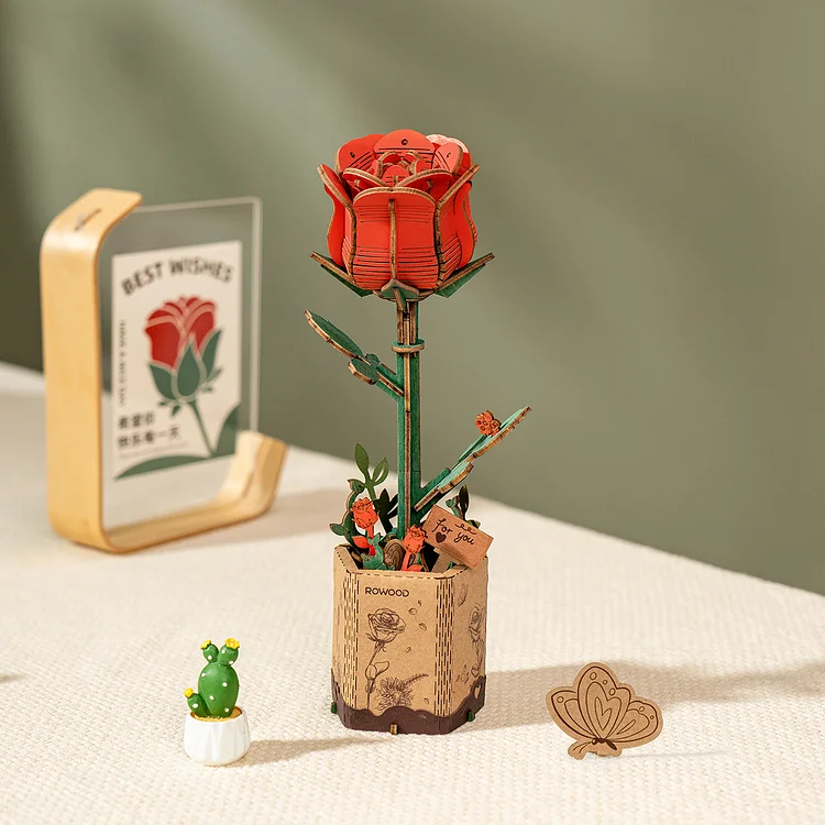 Rowood DIY Wooden Flowers 3D Wooden Puzzle TW041