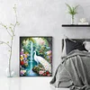 Diamond Painting-DIY Full Round Drill White Peacock At Lake Forest