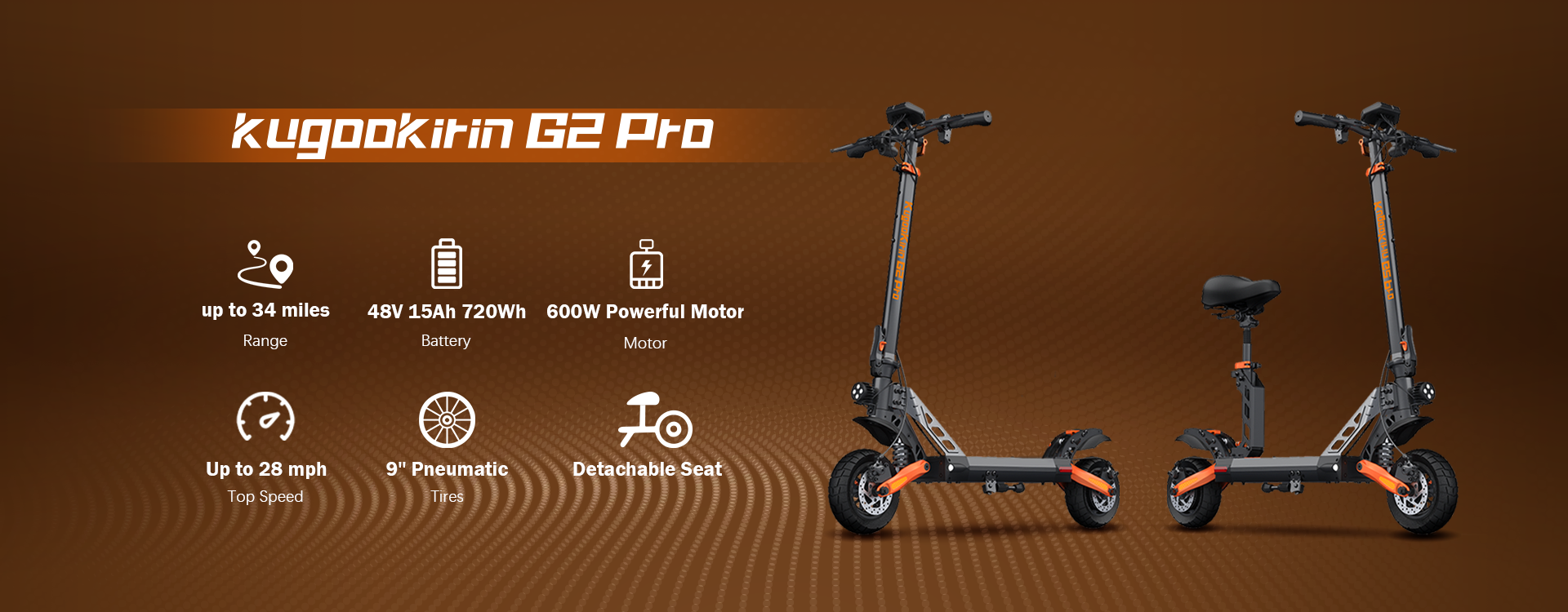 KuKirin G2 PRO Electric Scooter 600W Motor E-scooter 48V 15Ah Max Speed  45KM/H Up to 55KM Range 9 Inch Pneumatic Tire IP54