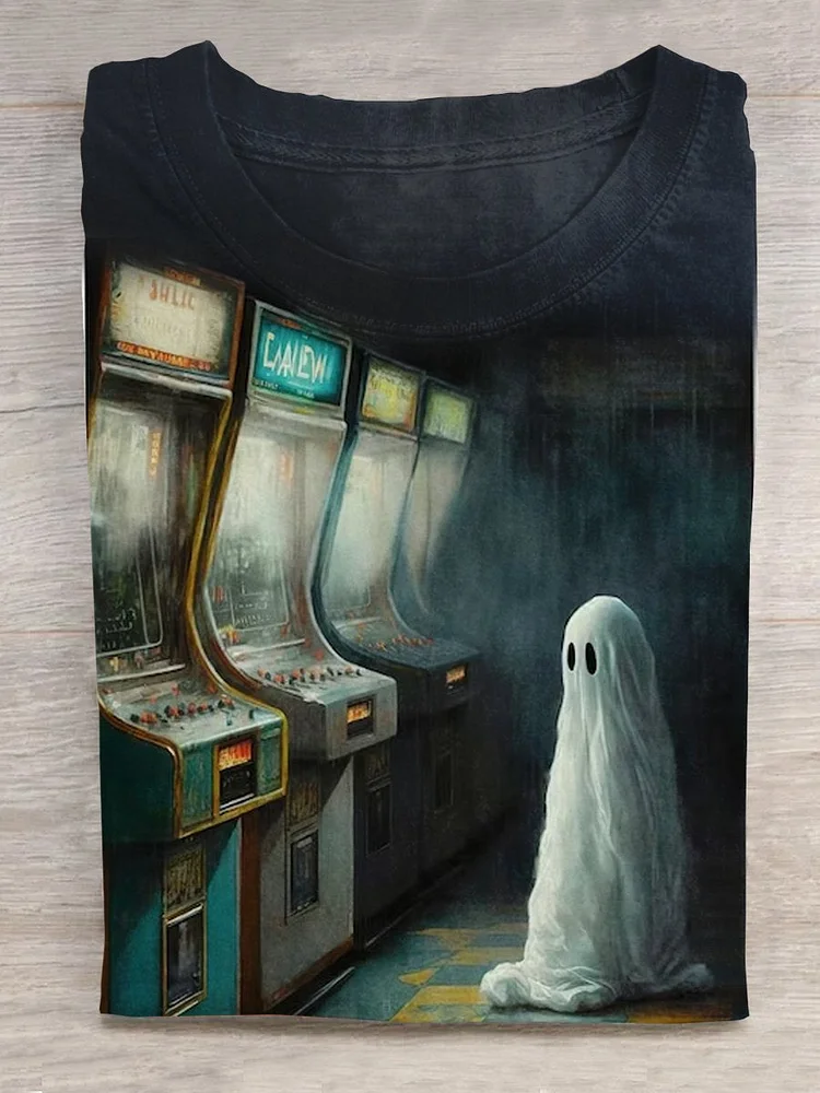 Unisex Ghost in an Abandoned Arcade Halloween T-shirt