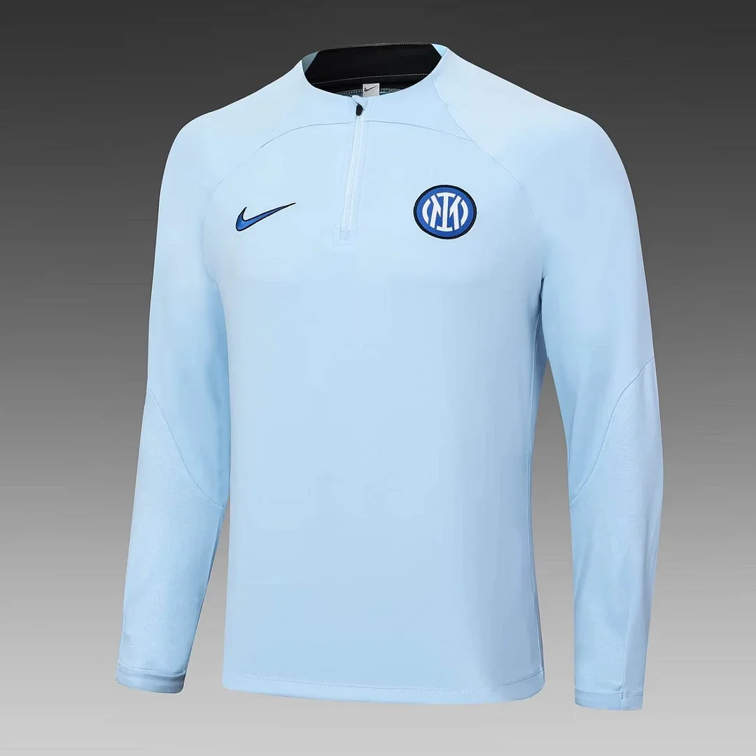 2023/2024 Internazionale Milan Half-Pull Training Suit Light Blue Football Jersey 1:1 Thai Quality Set